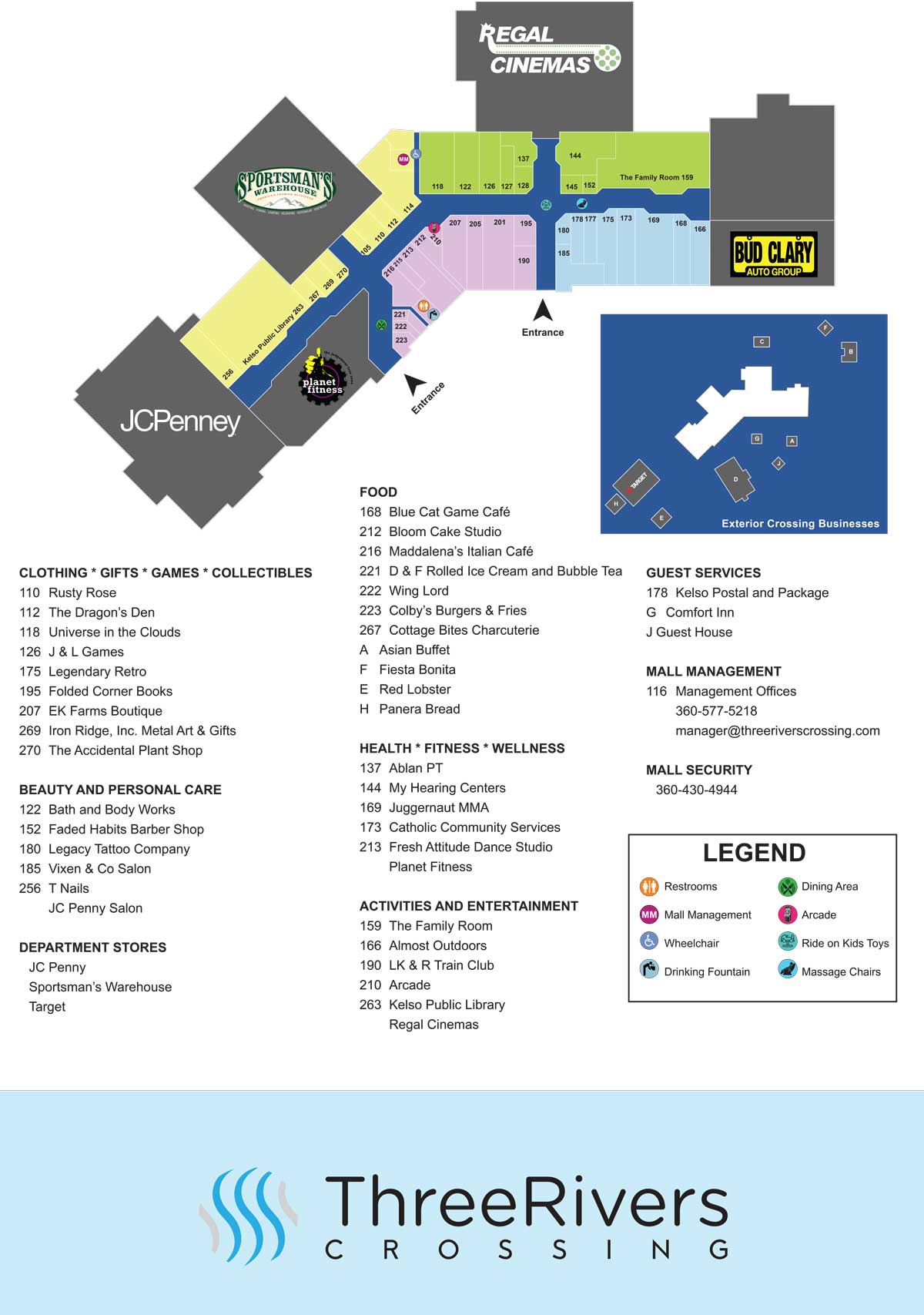 Three River Crossing Mall directory May 2026